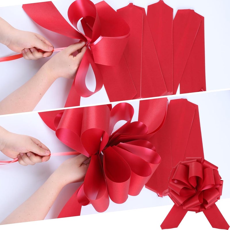 HCHENBOW 12" Large Red Gift Bow,2pcs Big Bows for Gift Wrapping, Christmas Party Birthday Gift Wedding Ribbon Bows for Bikes, Boxes or Flower Decorations, Valentine's Day Gift Decorations (Red) - Image 4